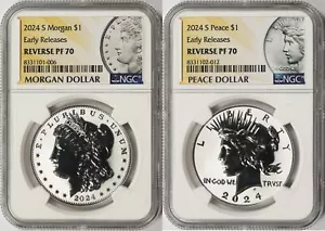 2024-S $1 dólar Morgan & Peace NGC reverso PF70 conjunto de lanzamientos tempranos - Imagen 1 de 4