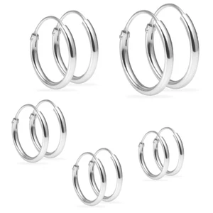 Sterling Silver Hoop Earrings 8mm 10mm 12mm 14mm 16mm 925 Nose Lip Ear Piercing - Picture 1 of 8