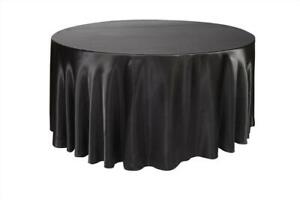 Black Satin Seamless 90 inch Round Tablecloth 10 pk Wedding Party Banquet Res...