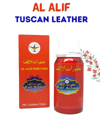 CUERO TOSCANO Al Alif aceite de perfume concentrado, envasado de 100 ml, aceite Attar.  Foto 1 de 4