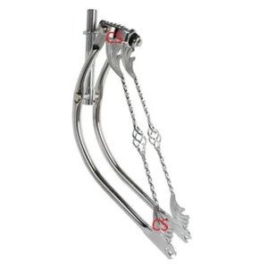 Lowrider Classic 26" Bent Bike Spring Fork 1" W/Twisted Wing Cage Bars Chrome - Picture 1 of 1