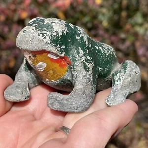 Antique Cast Lead Metal Hand Painted Frog Early 20th C. Metalware Collectible - Picture 1 of 9