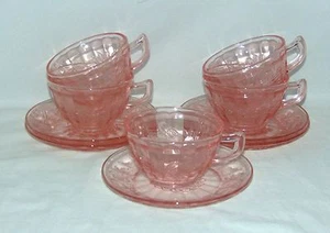 5 Jeannette SUNFLOWER PINK *CUPS & SAUCERS* - Picture 1 of 1