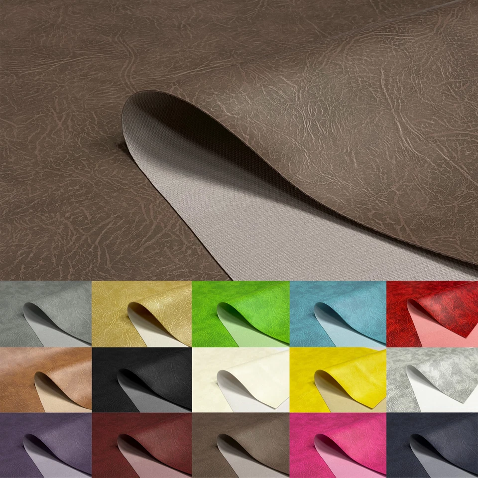 Heavy Duty Grained Faux Leather Fabric Upholstery Material Vehicle Leatherette - Image 1 of 1
