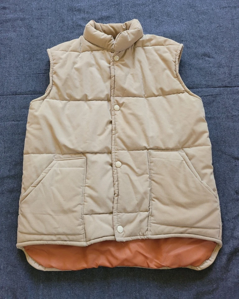 Chaleco acolchado vintage años 70 color naranja tostado retro al aire libre bolsillos otoño XS/S Foto 1 de 4