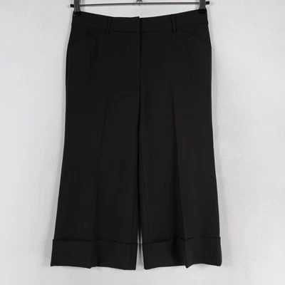 Pantalones de vestir Elie Tahari para mujer 4 marrón oscuro recortados pierna ancha pantalones lana elástica Foto 1 de 4