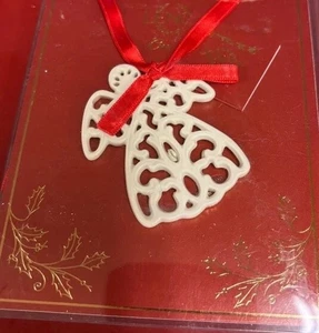 NEU Lenox Elfenbein durchbohrt Porzellan Engel Charm Weihnachtsschmuck 2" Urlaub - Bild 1 von 2