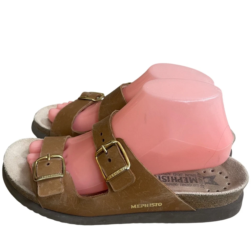 Mephisto Hester Sandals Women's Size 39 Leather Comfort Walking Slides Brown - Image 1 of 4
