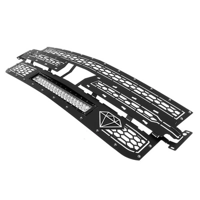 Se adapta a Chevy Silverado 1500 2019-2022 remaches superiores de malla negra rejilla LED Foto 1 de 3