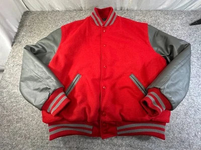 Chaqueta Holloway Varsity Letter Roja, Gris Lana y Cuero Adulto Talla XL RETRO USADA EN EXCELENTE ESTADO Foto 1 de 4