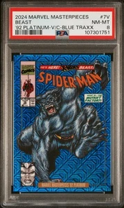 2024 BEAST COVER VARIANT 🌈 Marvel Masterpieces 92 Platinum PSA 8 - Blue TRAXX - Picture 1 of 2