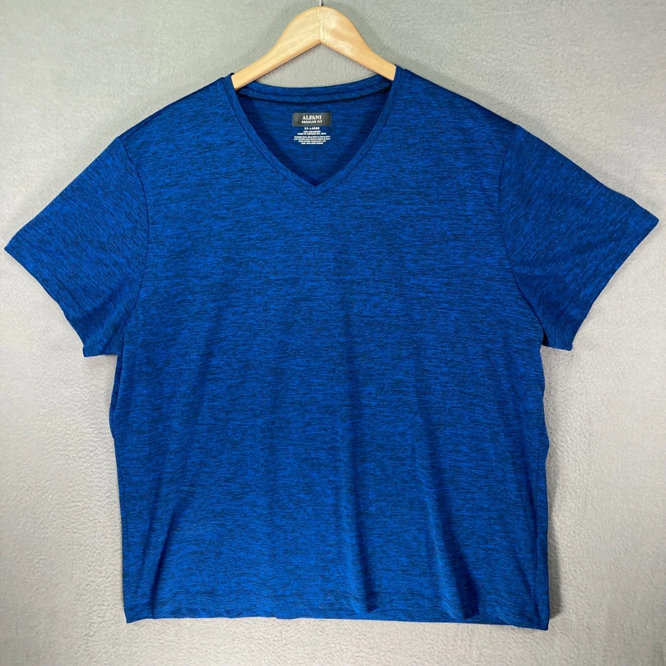 Camiseta Alfani Para Hombres Azul Jaspeado Cuello en V Manga Corta Calce Regular XX Grande Foto 1 de 4
