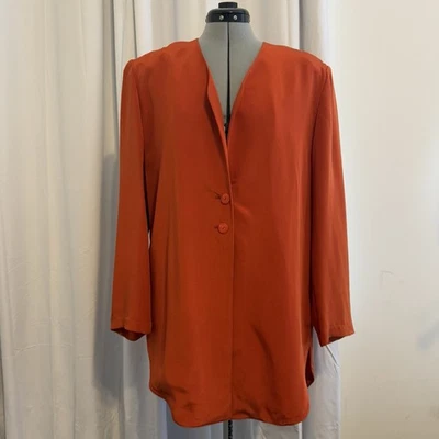 Винтажный женский блейзер Michii Moon для Sanyo Silk Longline 12 цвет хурмы оранжевый - Изображение 1 из 4