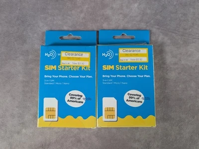 (2) Nuevo SELLADO H20 Inalámbrico Sim Starter Kit Tarjeta ¡Envío Gratis! Foto 1 de 2