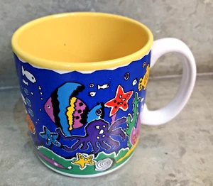 Vintage 1995 Susan Burger Crazy Fish Coffee Mug Cup by Flowers Inc. Bogart GA - Picture 1 of 9