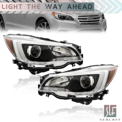 Conjunto de faróis projetores halógenos pretos para Subaru Legacy Outback 2015 2016 2017 - Imagem 1 de 4