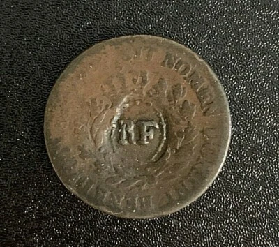 1767 Colonial Era French Colonies Sou "RF" Counterstamp - Image 1 of 2