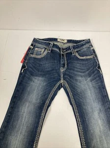 New Rock & Roll Western Denim Jeans Girls Adjust Dark Vintage G5F9516 Size 16 - Picture 1 of 5