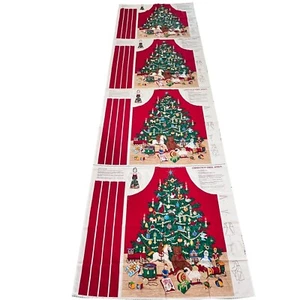 Vintage Cranston VIP Christmas Tree Bib Apron Panels Uncut Continuous 4 Aprons - Picture 1 of 9
