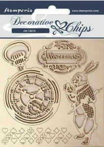 Chips decorativos Stamperia - 5,5"" x 5,5"" - ALICE EN EL PAÍS DE LAS MARAVILLAS - CONEJO BLANCO - Imagen 1 de 1