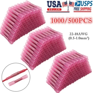1000PCS 18-22GA Heat Shrink Butt Wire Splice Connector Waterproof Crimp Terminal - Picture 1 of 15