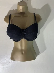 Womens La Senza Uk 38F Black Padded Underwired Mesh Overlay Balcony Bra - Picture 1 of 6