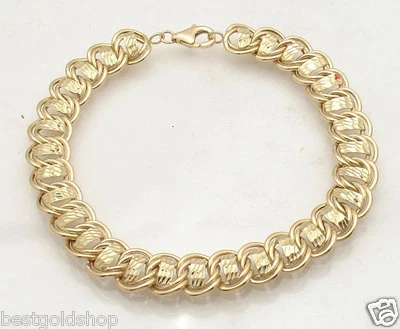 QVC Diamond Cut Double Wire Curb Bracelet Real 14K Yellow Gold FREE SHIPPING - Image 1 of 4