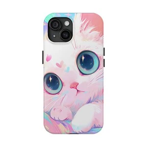 Pastel Cat Tough Phone Cases Shock Proof Cover for iPhone 15 14 Samsung Galaxy - Picture 1 of 115