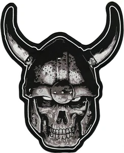VIKING SKULL Patch 12" | Realistic Skeleton Warrior Embroidered Iron On Large - Imagen 1 de 5