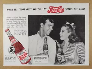 1941 Pepsi-Cola Dick Powell & Joan Blondell photo vintage print Ad - Picture 1 of 1