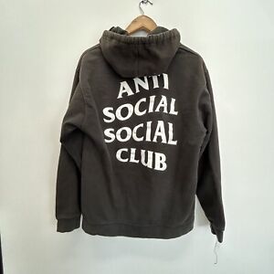 Anti Social Social Club Hoodie Mens Medium Black White Logo Sweater *fading