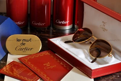 USED Sunglasses Cartier " S " RUBIES made in France size 55[]18 2x Ruby Cabochon - Image 1 of 4