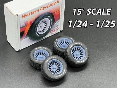1/24 1/25 Scale Western Cyclone 2 15" Wheels with Flexible Tires Classic - Image 1 of 4