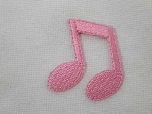 Double Pink Musical Note Iron On Applique Patch 1.5 In - Picture 1 of 1