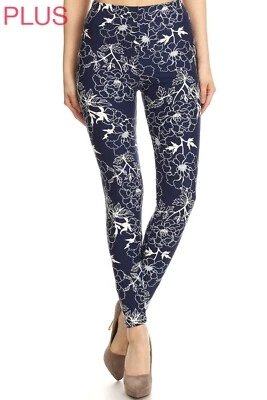 Womens XPlus One Size Fits 3X-5X Leggings Super Soft Animal & Blue Prints - Image 1 of 2