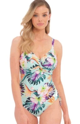 Fantasie Paradiso Soft Mint Floral Print Swimsuit UK 36DD 14 - Image 1 of 4
