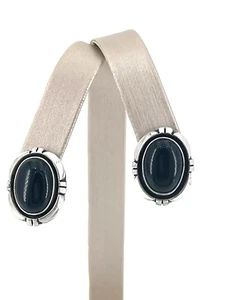 Joe Delgarito.925 Sterling Silver & Onyx Navajo Post Earrings - Picture 1 of 5