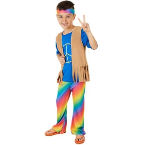 Boys’ Peacemaker Costume Halloween Fancy Dress Outfit Children Kids Hippie 70s - Picture 1 of 31
