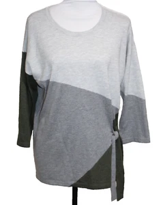 Chico's Touch of Cashmere Colorblock Sweater Dark Pine Gray Size 1 Medium NWT - Picture 1 of 8
