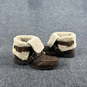 Lauren Ralph Lauren Boots Womens Size 8.5 Shearling Lined Leather Buckle Zacha - Picture 1 of 12