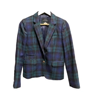 J. Chaqueta Blazer Crew Schoolboy Cuadros Multicolor Azul Verde Para Mujer Talla 2 - Imagen 1 de 4