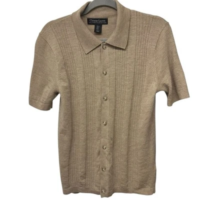 Christian Lacroix Sweater Shirt Mens Small Beige 100% Extra Fine Merino Wool - Image 1 of 4