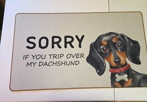 Sorry If You Trip Over My Dachshund Rubber Backed Welcome Mat Dogs Door Mat - Picture 1 of 8