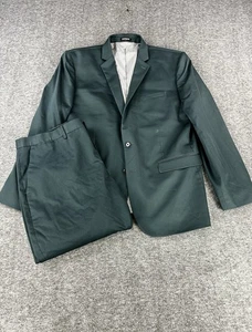 Express Mens 2 Piece Suit 46R 40 x 32 Green Slim Stretch Performance - Picture 1 of 16