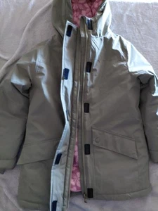 Roxy Girl Olive Green Coat S(7/8) Pink Floral Lining - Picture 1 of 10