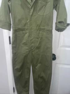Alex Mill Jumpsuit Green Cotton Blend Button Front Size XS Military Style - Picture 1 of 15