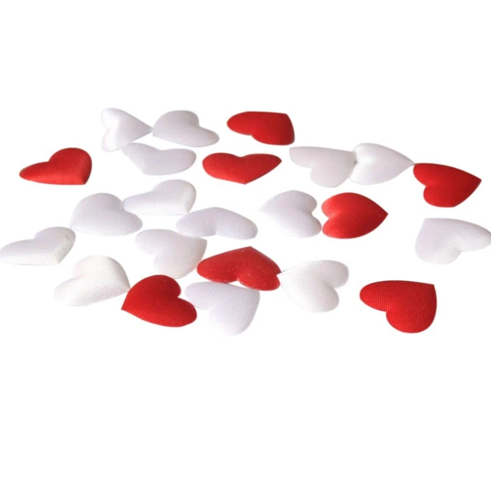 Corazones de satén para decoraciones de mesa de boda-día de San Valentín-500 piezas rojo blanco Foto 1 de 1