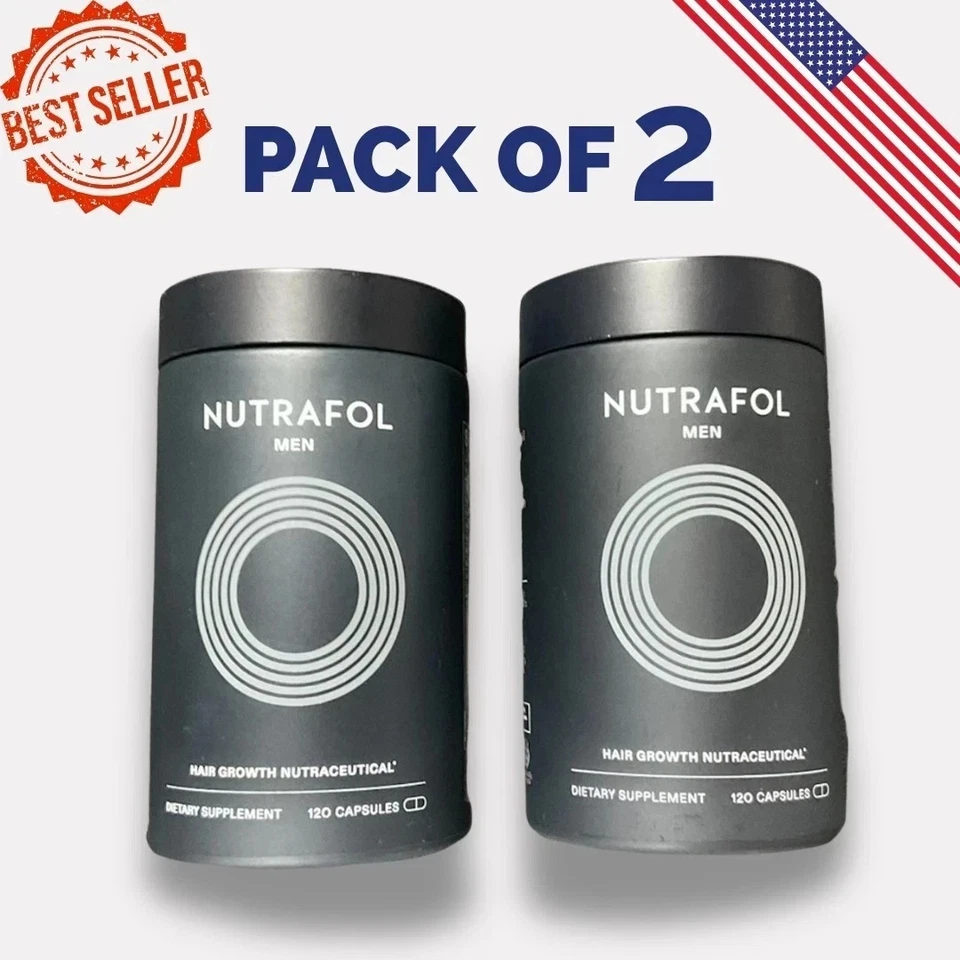 Pack de 2 suplementos de crecimiento del cabello UTRAFOL para hombre botella de vidrio/240 cápsulas en total Foto 1 de 1