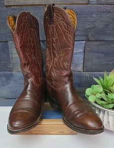 NOCONA Herren Braun Leder Western Cowboystiefel Größe 9,5 C Vintage - Bild 1 von 15