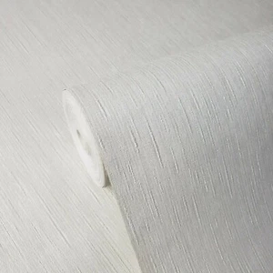Plain Wallpaper textured off white cream modern faux fabric stria lines textures - Picture 1 of 12